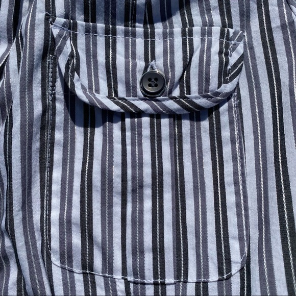 ANTILIA FEMME Black/White/Silver/Grey Striped Blouse, Size Large. - Picture 5 of 6